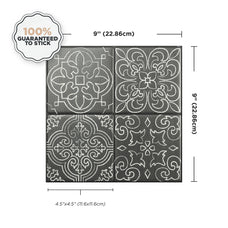 Dimensions peel and stick backsplash tile Vintage black and white Smart Tiles