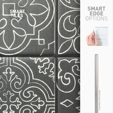 Smart Edge peel and stick backsplash tile Vintage black and white Smart Tiles