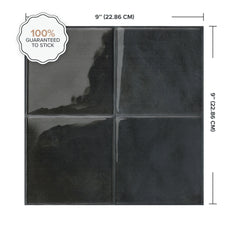 Dimensions peel and stick backsplash tile Zellige black Smart Tiles