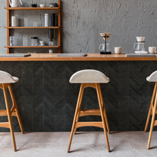 Kitchen bar peel and stick backsplash tile Chevron herringbone black Smart Tiles