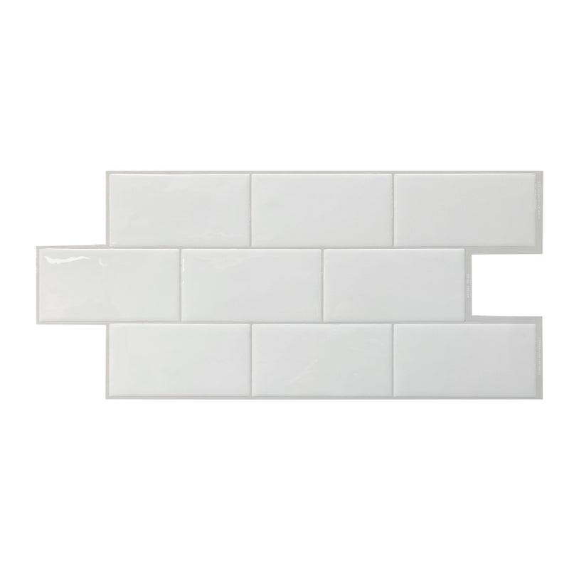 Metro XL white peel and stick backsplash tile smart tiles for kitchen, bathroom, vr and fireplace