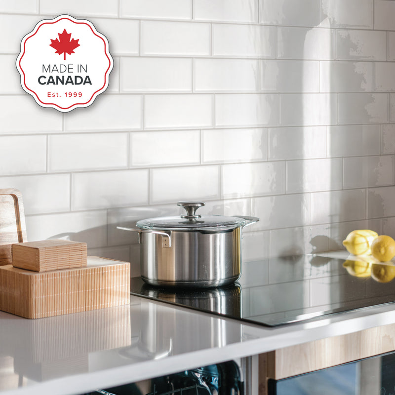 Metro XL white peel and stick backsplash tile smart tiles for kitchen, bathroom, vr and fireplace