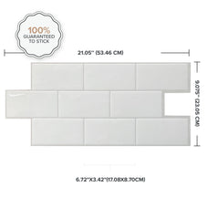 Dimensions peel and stick backsplash tile Metro XL white Smart Tiles