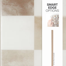 Smart Edge peel and stick backsplash tile Damier Luxor white and beige Smart Tiles