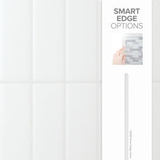 White peel-and-stick backsplash tile Smart Tiles smart edges