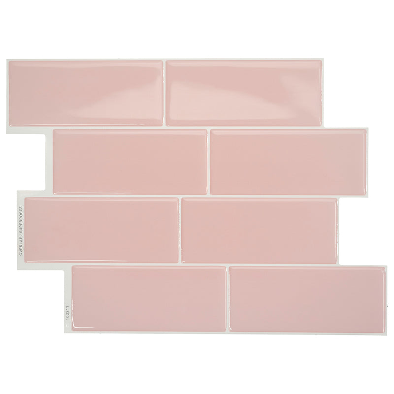 METRO Pink peel and stick backsplash tile smart tiles for kitchen, bathroom, vr and fireplace