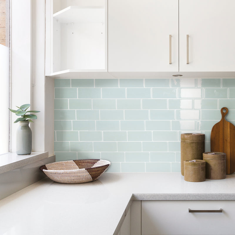 METRO Grey, Green peel and stick backsplash tile smart tiles for kitchen, bathroom, vr and fireplace