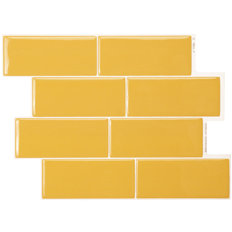 METRO Yellow peel and stick backsplash tile smart tiles for kitchen, bathroom, vr and fireplace