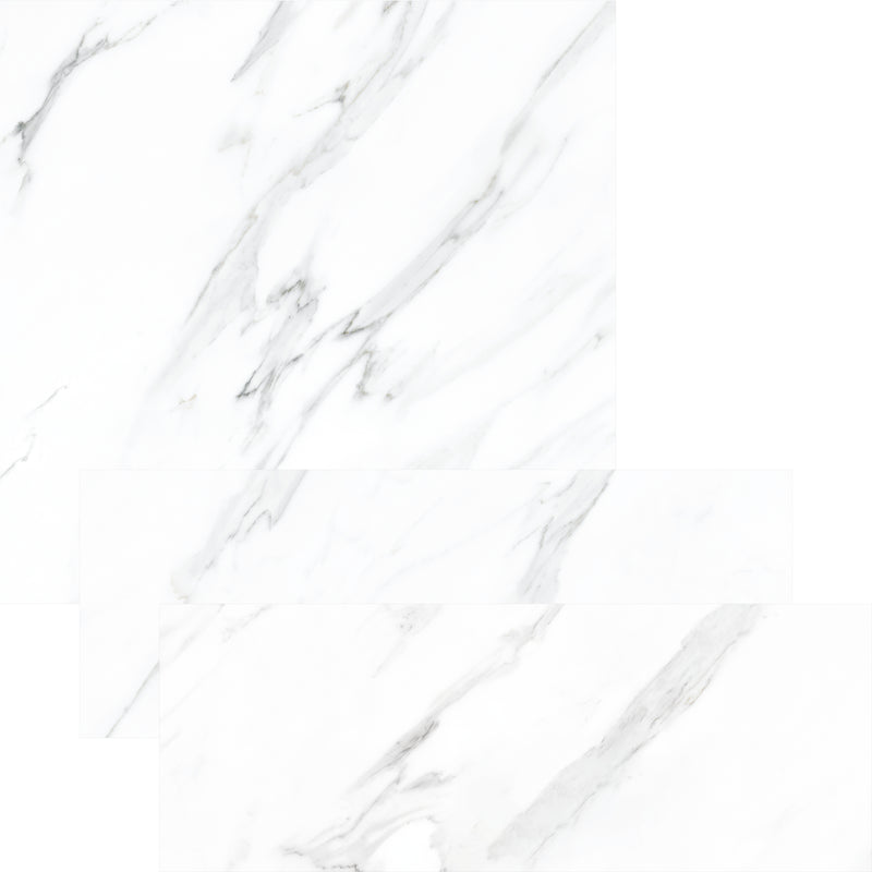 smart tiles wall panel White marble texture with gray veins waterproof