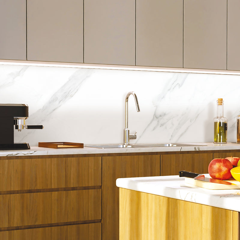 smart tiles wall panel White marble texture with gray veins waterproof