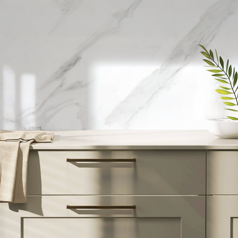 smart tiles wall panel White marble texture with gray veins waterproof