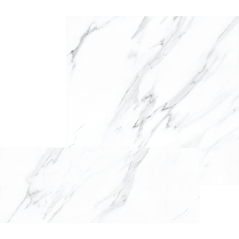 smart tiles wall panel White marble texture with gray veins waterproof