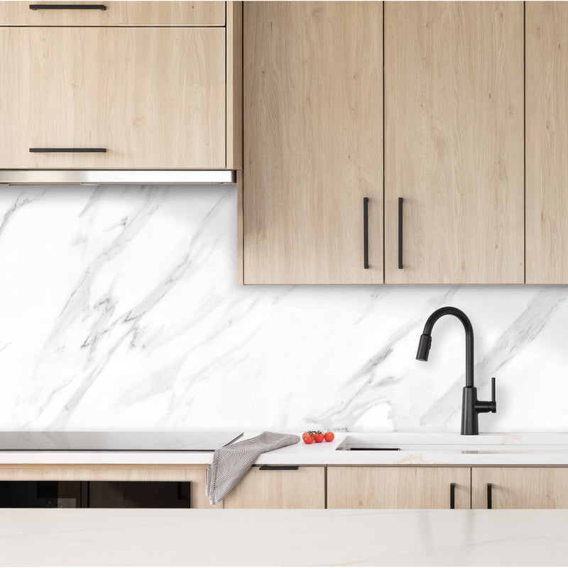 smart tiles wall panel White marble texture with gray veins waterproof