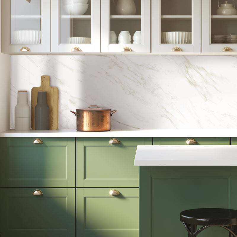 smart tiles wall panel Off White marble texture with beige gray veins waterproof