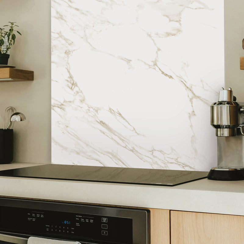 smart tiles wall panel Off White marble texture with beige gray veins waterproof