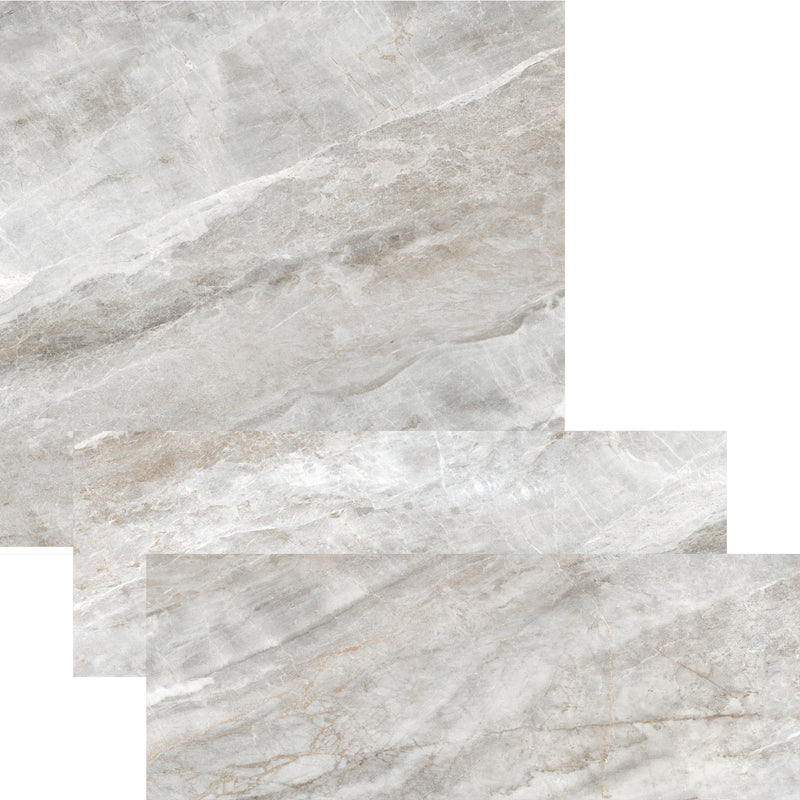 smart tiles wall panel Grey marble texture with beige veins waterproof