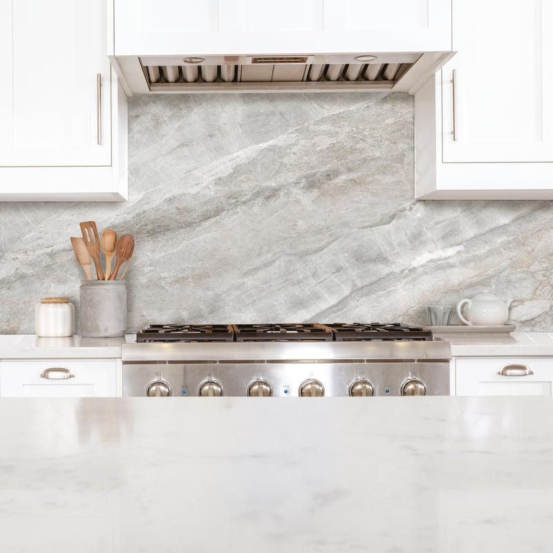 smart tiles wall panel Grey marble texture with beige veins waterproof