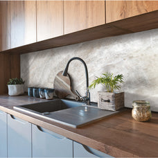 modern kitchen smart tiles wall panel Grey marble texture with beige veins waterproof