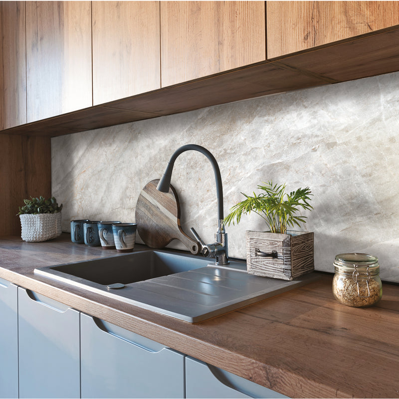 smart tiles wall panel Grey marble texture with beige veins waterproof