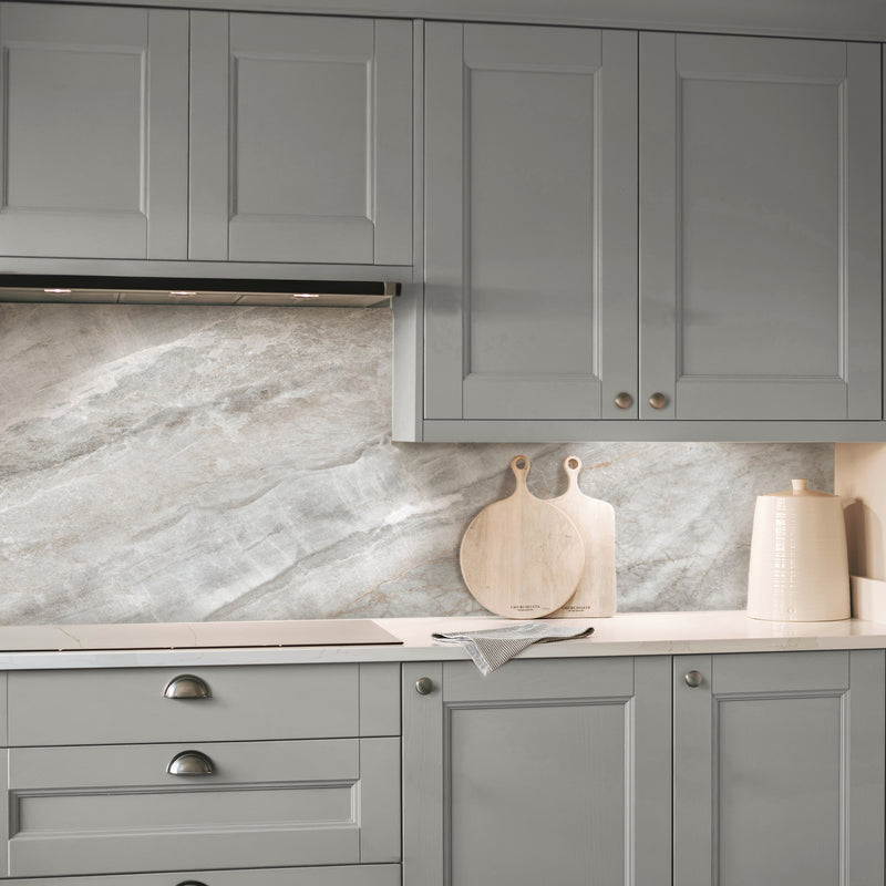 smart tiles wall panel Grey marble texture with beige veins waterproof