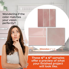 peel and stick backsplash tile sample kit pink smart tiles for kitchen, bathroom, vr and fireplace