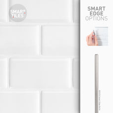 Smart Edge peel and stick backsplash tile Subway White Smart