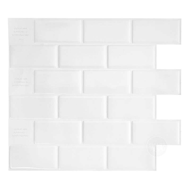Subway White peel and stick backsplash tile smart tiles for kitchen, bathroom, vr and fireplace