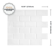 Dimensions peel and stick backsplash tile Subway White Smart