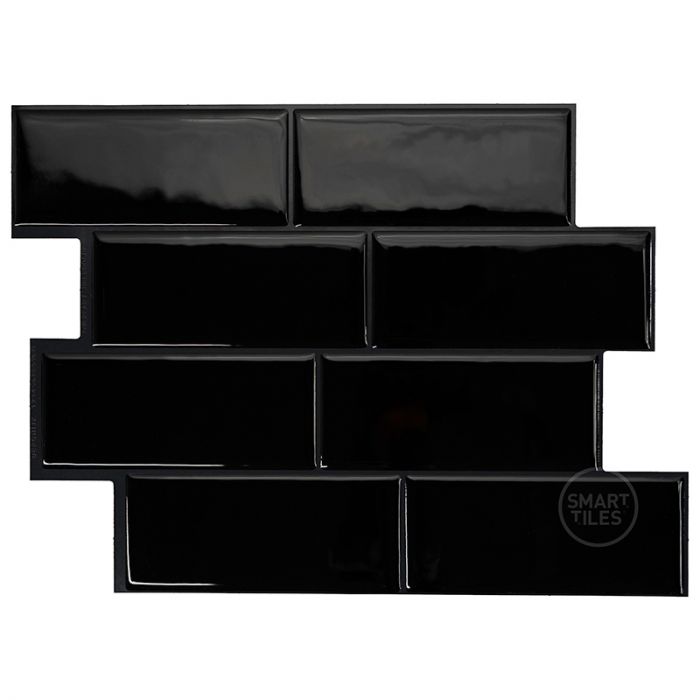METRO Black peel and stick backsplash tile smart tiles for kitchen, bathroom, vr and fireplace