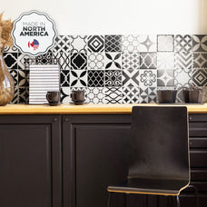 Kitchen peel and stick backsplash tile Vintage black and white Smart Tiles