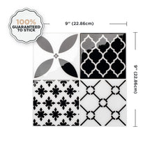 Dimensions peel and stick backsplash tile Vintage black and white Smart Tiles