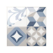 Vintage beige, blue and grey peel and stick backsplash tile smart tiles for kitchen, bathroom, vr and fireplace
