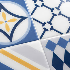 peel and stick backsplash tile Vintage blue and yellow Smart Tiles