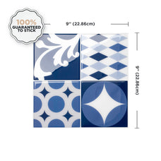 Dimensions peel and stick backsplash tile Vintage blue and yellow Smart Tiles
