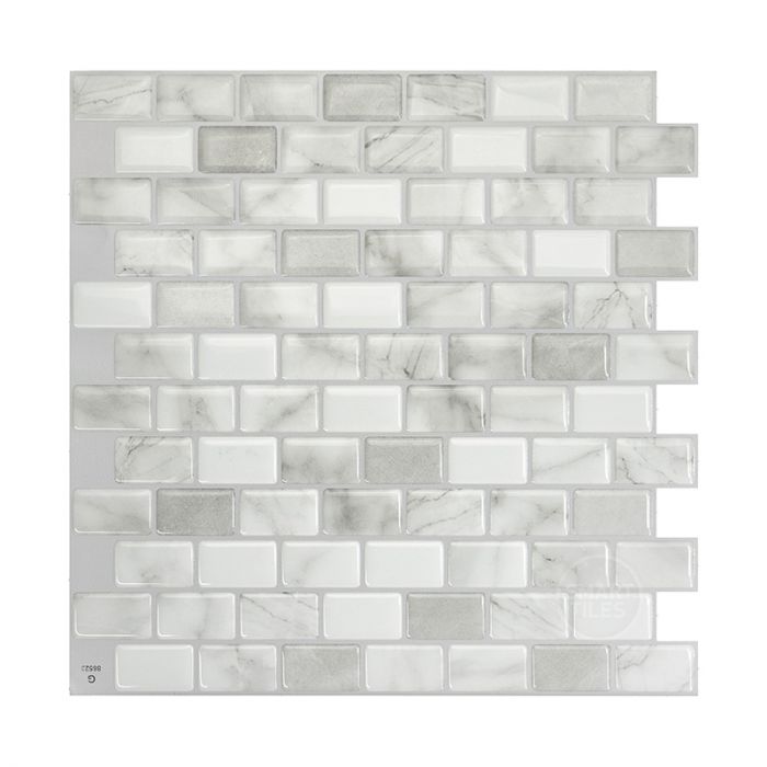 RAVENNA Grey, White peel and stick backsplash tile smart tiles for kitchen, bathroom, vr and fireplace