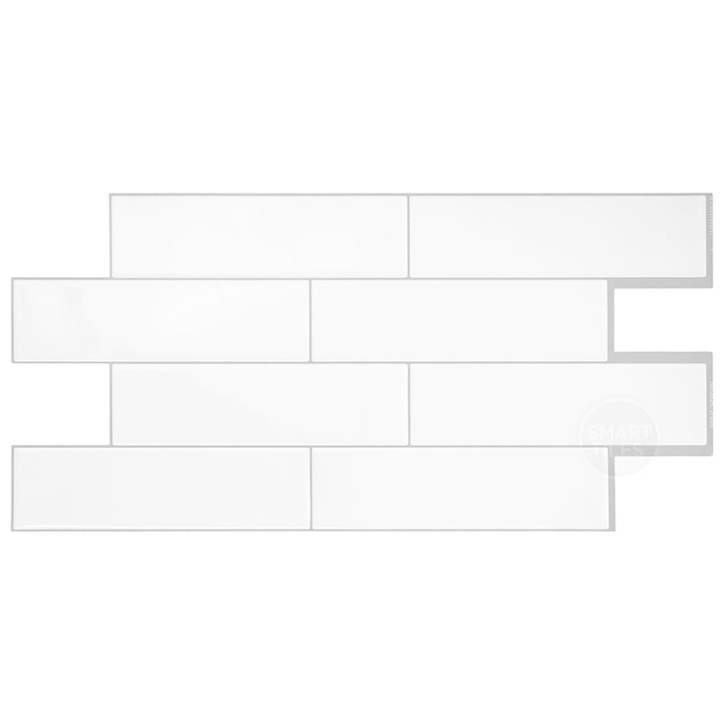 XL OSLO White peel and stick backsplash tile smart tiles for kitchen, bathroom, vr and fireplace