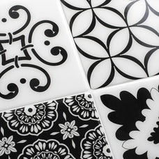 Vintage black and white peel and stick backsplash tile smart tiles for kitchen, bathroom, vr and fireplace