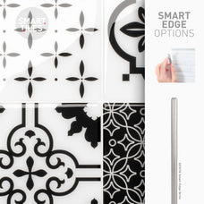 Smart Edge peel and stick backsplash tile Vintage black and white Smart Tiles