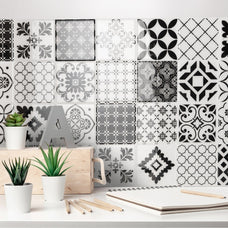 Decor peel and stick backsplash tile Vintage black and white Smart Tiles