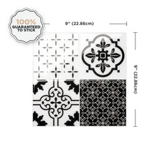 Dimensions peel and stick backsplash tile Vintage black and white Smart Tiles