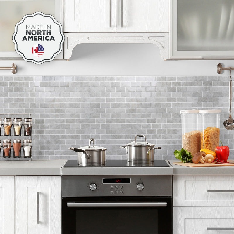 Subway grey peel and stick backsplash tile smart tiles for kitchen, bathroom, vr and fireplace