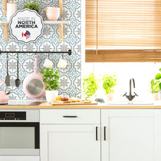 Kitchen peel and stick backsplash tile Vintage blue grey Smart Tiles