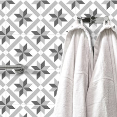 Bathroom peel and stick backsplash tile Vintage grey and cream Smart Tiles