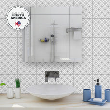 Bathroom peel and stick backsplash tile Vintage cream and light grey Smart Tiles