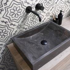 Bathroom peel and stick backsplash tile Vintage cream and gray Smart Tiles
