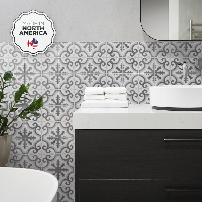 Vintage grey peel and stick backsplash tile smart tiles for kitchen, bathroom, vr and fireplace