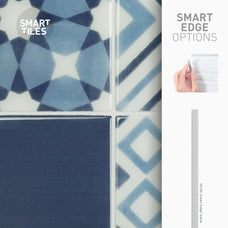 Smart Edge peel and stick backsplash tile Vintage blue Smart Tiles