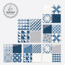 Design peel and stick backsplash tile Vintage blue Smart Tiles