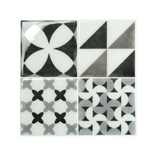 Vintage black and white peel and stick backsplash tile smart tiles for kitchen, bathroom, vr and fireplace
