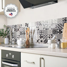 Kitchen peel and stick backsplash tile Vintage black and white Smart Tiles
